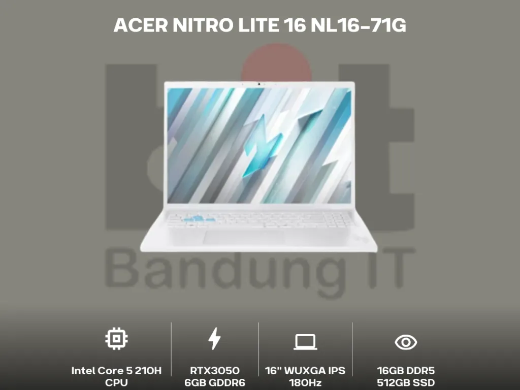 Acer Nitro Lite 16 NL16-71G Core 5 210H RTX3050 16GB 512GB 16" WUXGA IPS 180Hz 100% sRG | iklanova.com
