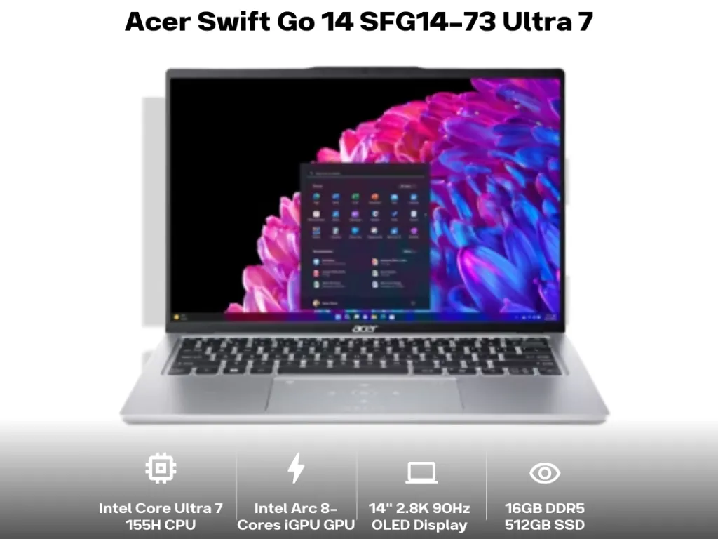 Acer Swift Go 14 SFG14-73 Ultra 7 155H 16GB 512GB 14" 2.8K OLED 90Hz | iklanova.com