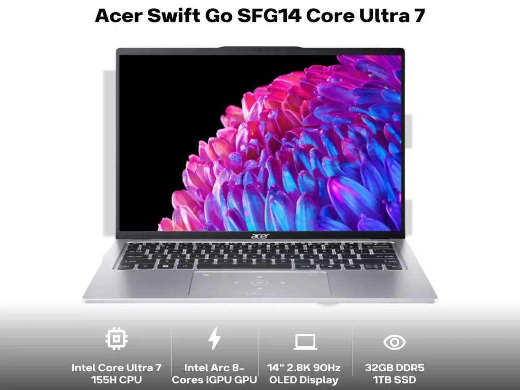 Acer Swift Go SFG14 Core Ultra 7 155H 32Gb 1Tb 14" 2.8K OLED 90Hz | iklanova.com