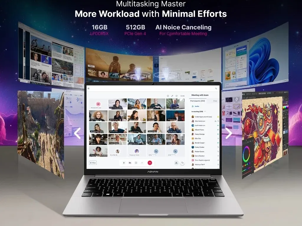 Advan AI Gen Ultra Core Ultra 5 125H 16GB 512GB 14 Inch WUXGA IPS 100% sRGB | iklanova.com
