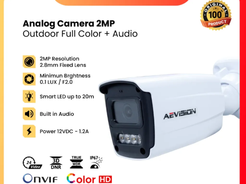 AEVISION Kamera Analog 2MP Audio + Colorvu 2MP Full HD Outdoor Garansi Resmi | iklanova.com