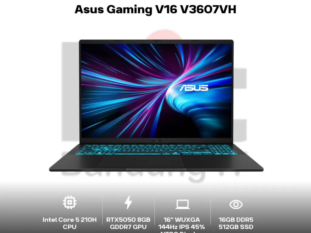 Asus Gaming V16 V3607VH Core 5 210H RTX5050 16GB 512GB 16" WUXGA IPS 144Hz 45% NTSC | iklanova.com