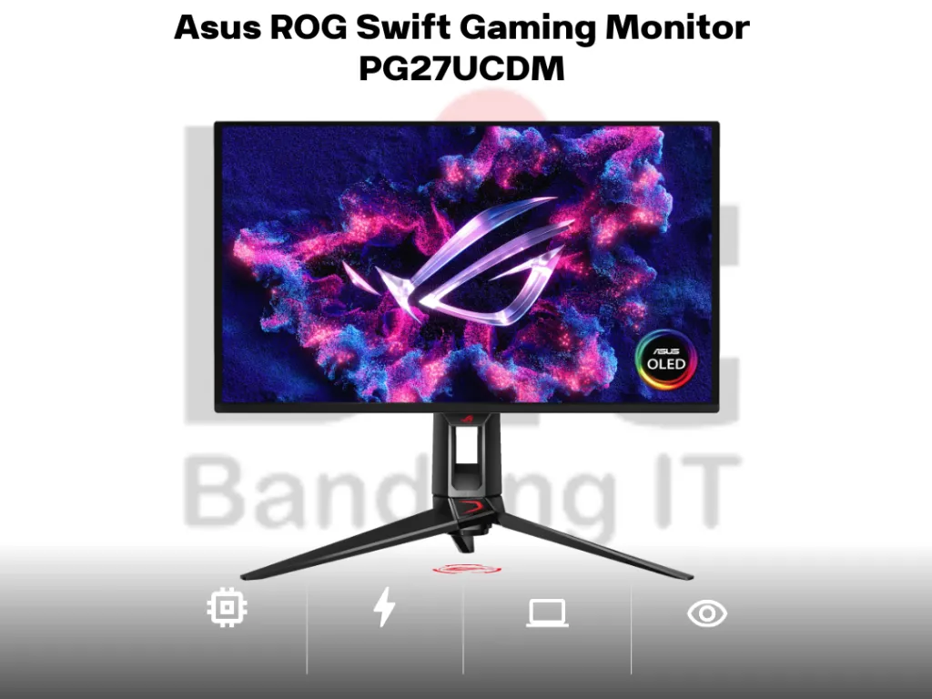 Asus ROG Swift Gaming Monitor PG27UCDM 26.5 Inch 4K UHD QD-OLED 240HZ 0.03ms HDR10 Delta E2 Ergonomic | iklanova.com