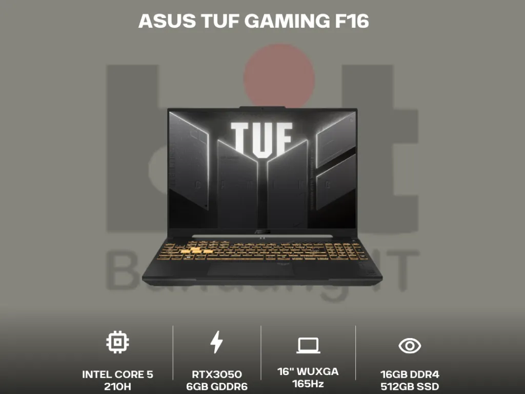 ASUS TUF Gaming F16 FX607VJB Core 5 210H RTX3050 16GB 512GB 16" WUXGA IPS 165Hz | iklanova.com