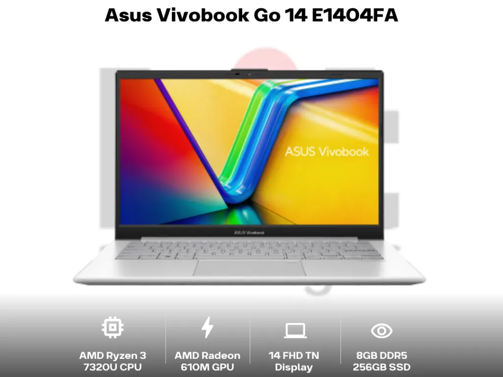 Asus Vivobook Go 14 E1404FA AMD Ryzen 3 7320U 8GB 256GB 14" FHD TN | iklanova.com