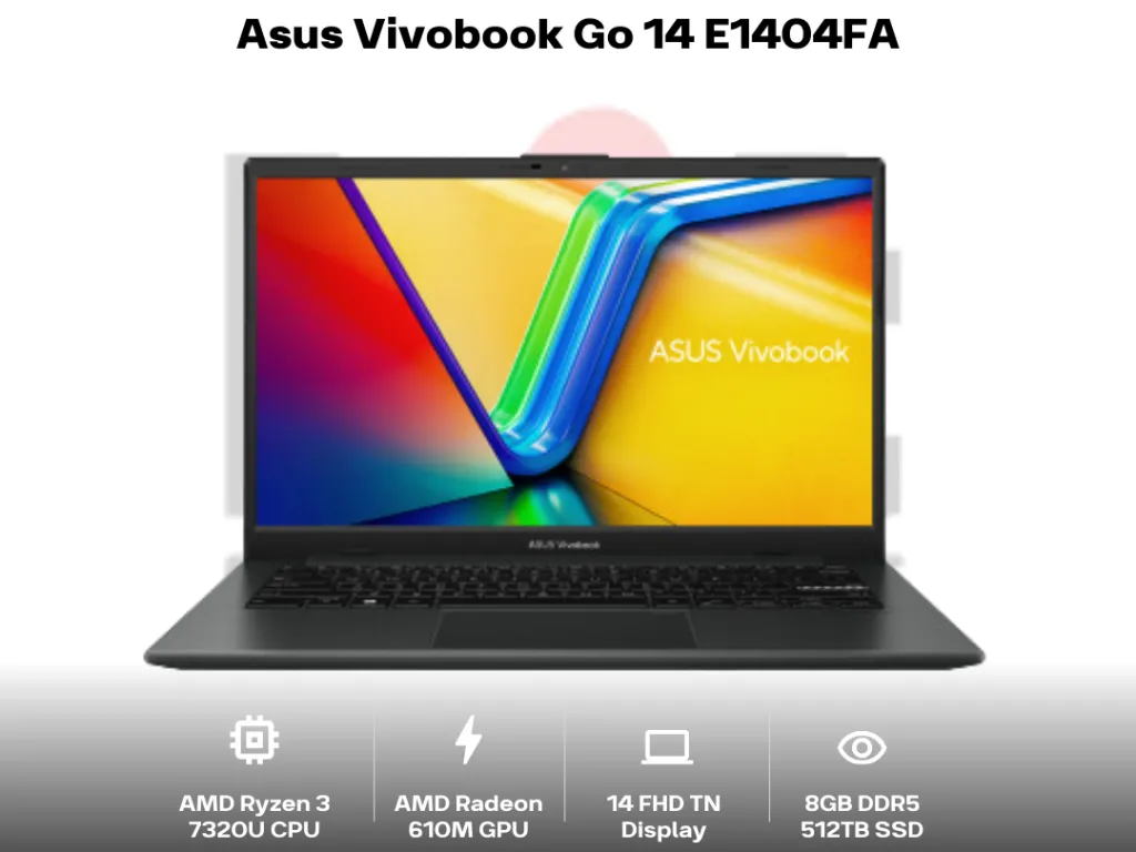 Asus Vivobook Go 14 E1404FA Ryzen 3 7320U 8Gb 512Gb 14" FHD TN 45 NTSC | iklanova.com