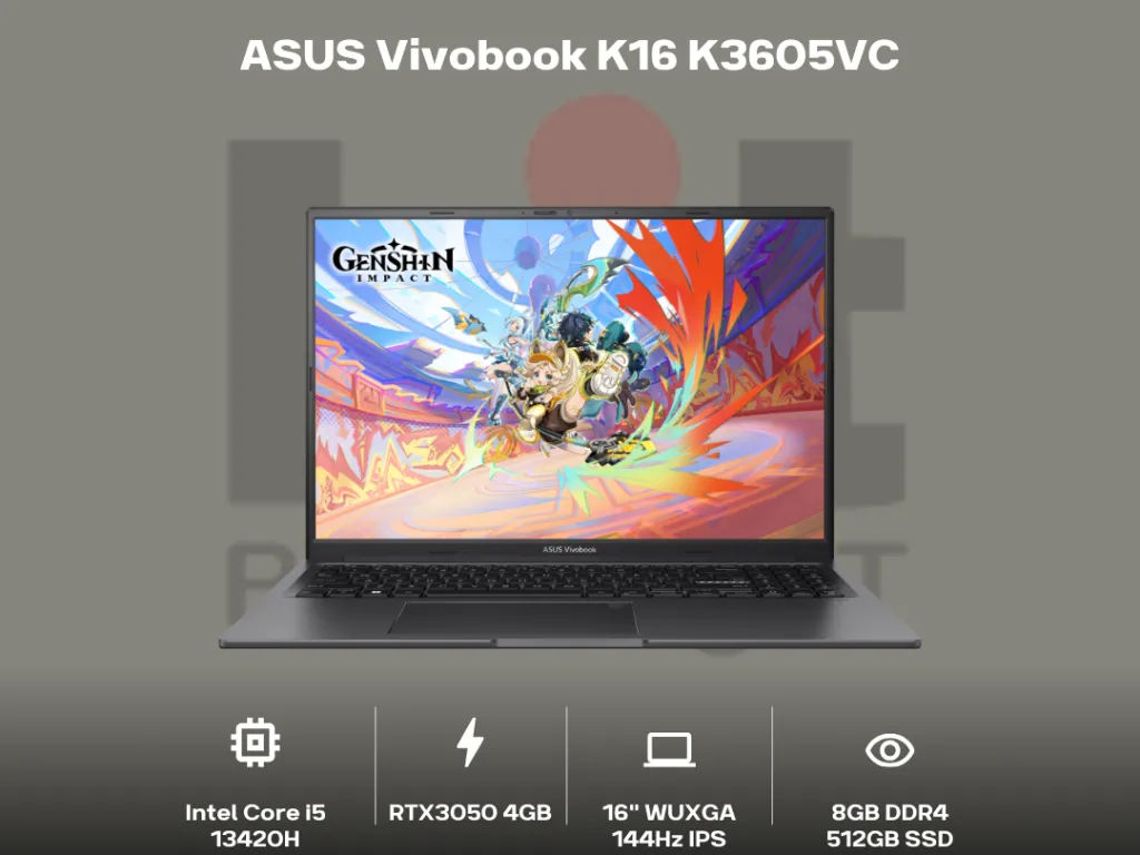 ASUS Vivobook K16 K3605VC Core i5 13420H RTX3050 8GB 512GB 16 Inch WUXGA IPS 144Hz | iklanova.com