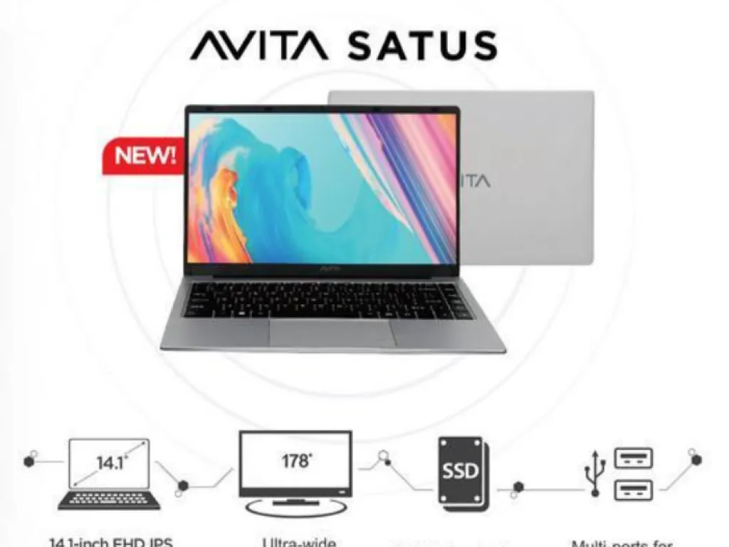 Avita Satus S101 Intel N4020 8GB 256GB 14" Full HD IPS Panel with 178 degree wide viewing angle | iklanova.com