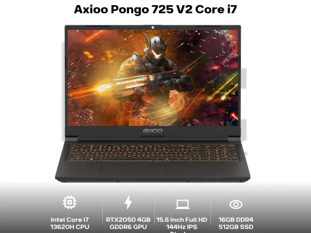 Axioo Pongo 725 V2 Core i7 13620H RTX2050 16GB 512GB 15.6 Inch Full HD IPS 144Hz | iklanova.com