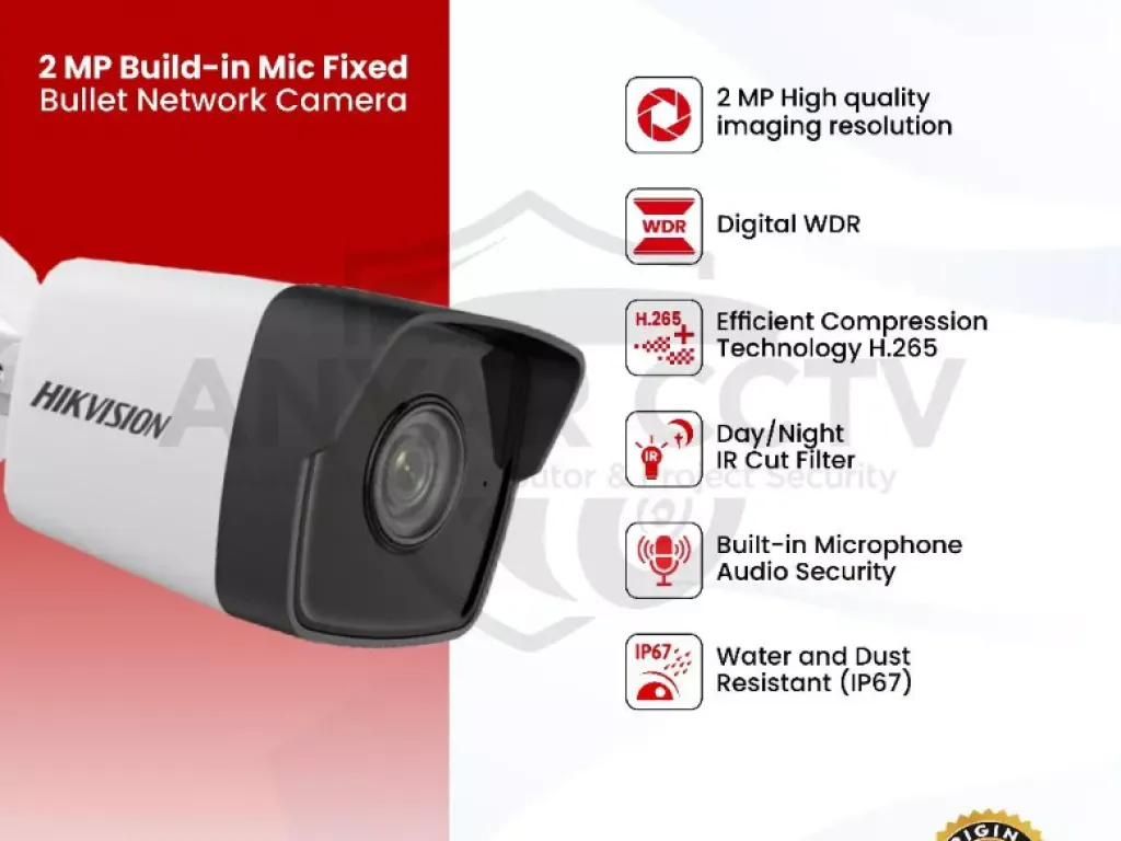 HIKVISION DS-2CD1021G0-IU 2MP AUDIO H265 POE Human Detection Ip Camera | iklanova.com