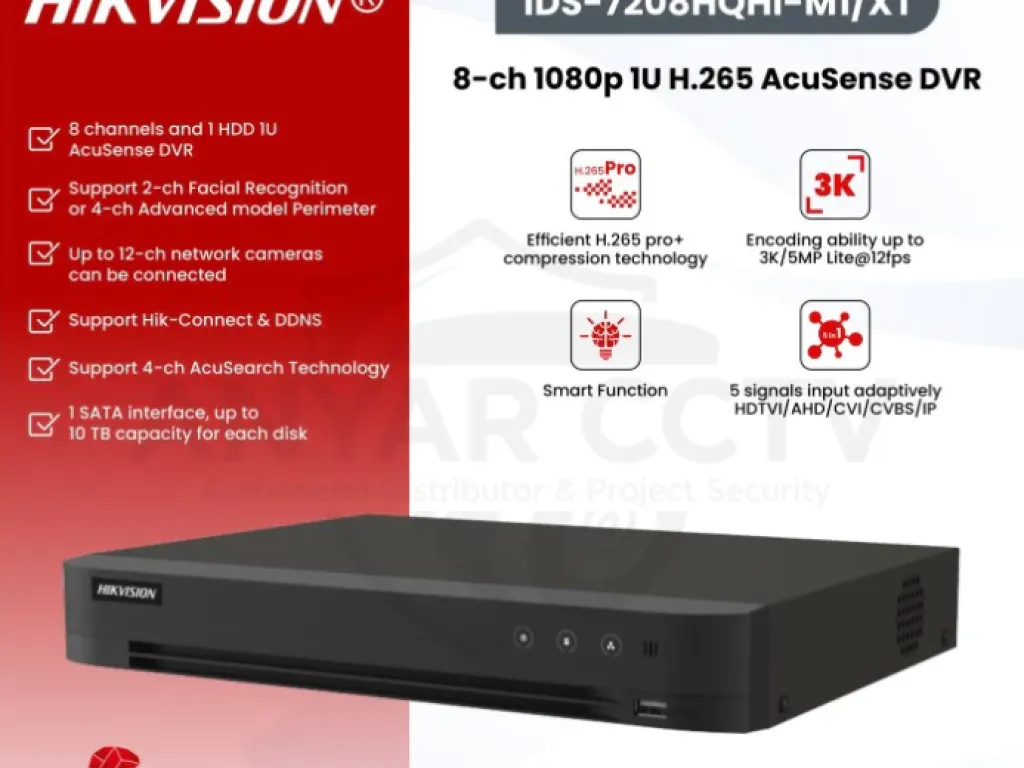 HIKVISION iDS-7208HQHI-M1/XT Support HDTVI Two-Way Audio + Facial Recognition | iklanova.com