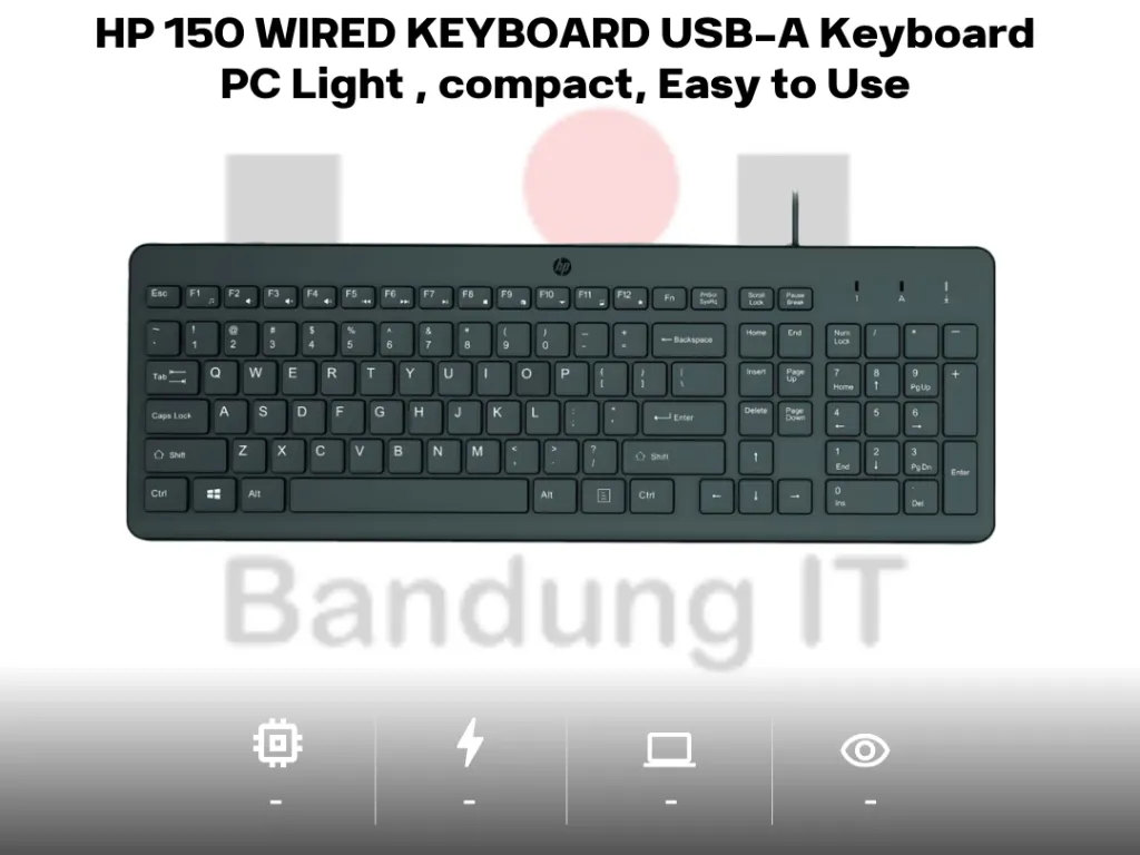 HP 150 WIRED KEYBOARD USB-A Keyboard PC Light , compact, Easy to Use | iklanova.com
