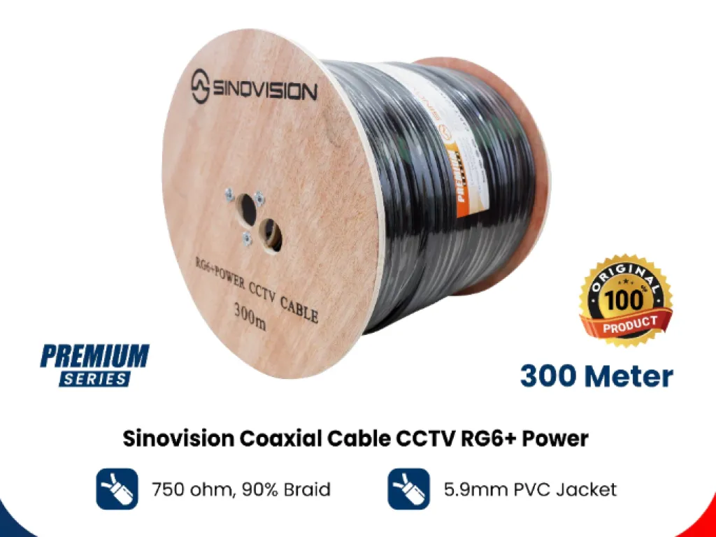 Kabel CCTV RG6 POWER 300M Sinovision Made in Taiwan Super Premium QC | iklanova.com