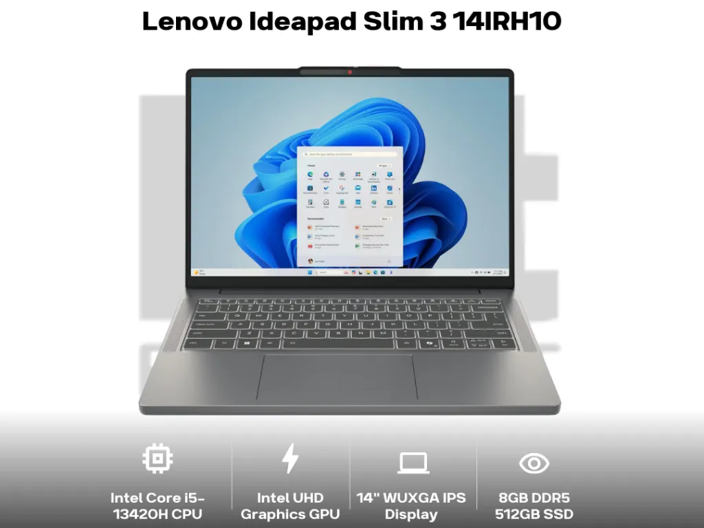 Lenovo Ideapad Slim 3 14IRH10 Core i5 13420H 8GB 512GB 14" WUXGA IPS Anti-glare 45% NTSC - LUNA GREY | iklanova.com