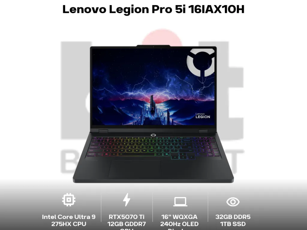 Lenovo Legion Pro 5i 16IAX10H Core Ultra 9 275HX RTX5070 Ti 32GB 1TB 16" WQXGA OLED 240Hz 100% DCI-P3 G-SYNC | iklanova.com