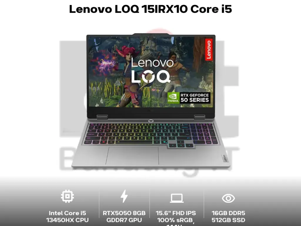 Lenovo LOQ 15IRX10 Core i5 13450HX RTX5050 16GB 512GB 15.6" FHD IPS 144Hz 100% sRGB G-Sync | iklanova.com