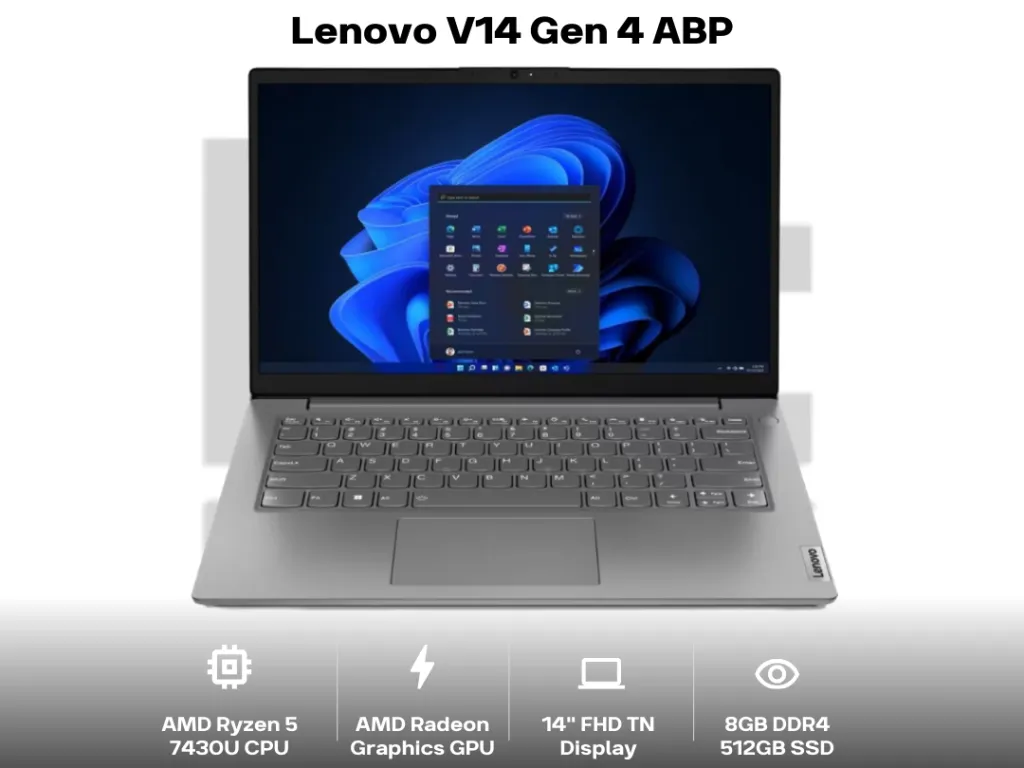 Lenovo V14 Gen 4 ABP Ryzen 5 7430U 8GB 512GB 14" FHD IPS Anti-glare Dolby Audio | iklanova.com