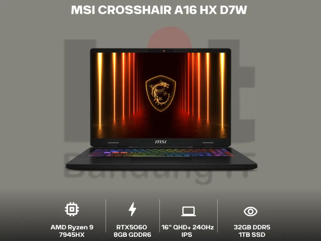 MSI Crosshair A16 HX D7WFKG Ryzen 9 7945HX RTX5060 16GB 512GB 16" QHD+ IPS 240Hz 100 DCI-P3 | iklanova.com
