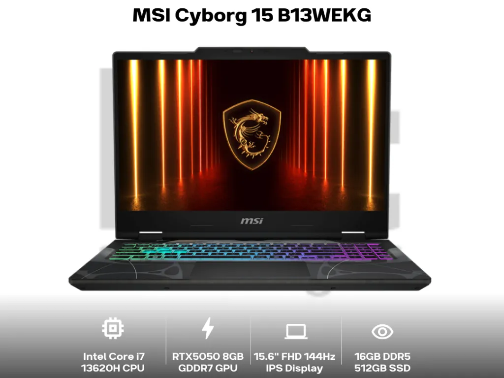 MSI Cyborg 15 B13WEKG Core i7 13620H RTX5050 16GB 512GB 15.6" FHD IPS 144Hz 4-Zone RGB Key | iklanova.com
