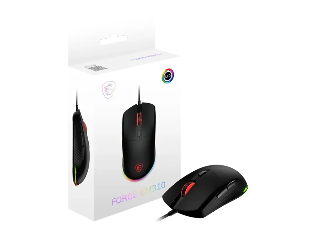 MSI GM310 GM-310 Forge Wired Gaming Mouse RGB 7200 DPI | iklanova.com