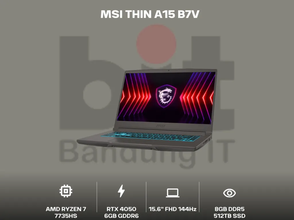 MSI Thin A15 B7VE Ryzen 7 7735U RTX4050 8GB 512GB 15.6" FHD IPS 144Hz | iklanova.com