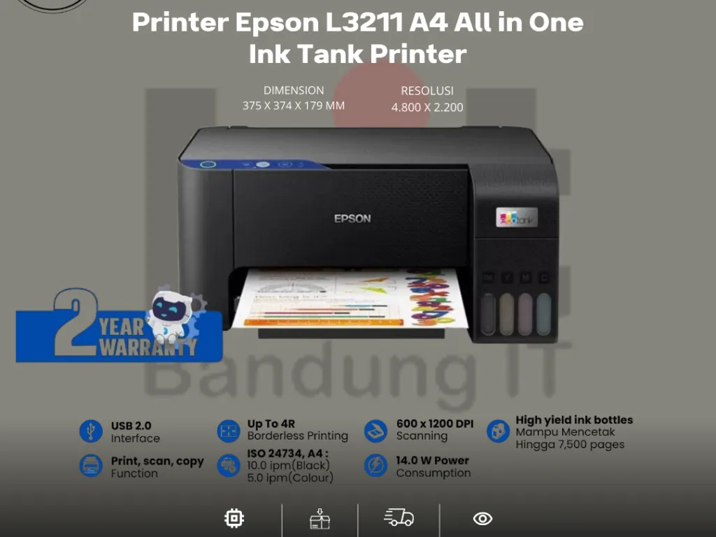 Printer Epson L3211 A4 All in One Ink Tank Printer | iklanova.com