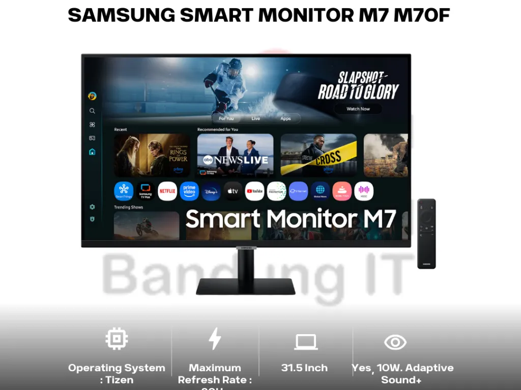 SAMSUNG SMART MONITOR M7 M70F 32 INCH 4K UHD VA 60HZ 4MS GTG 72% SRGB FLICKER FREE TIZEN OS WITH KNOX SECURE | iklanova.com