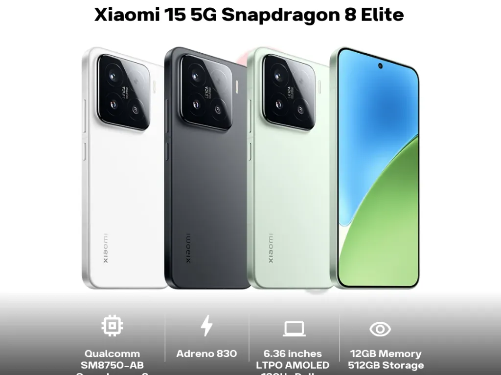 Xiaomi 15 5G Snapdragon 8 Elite 12GB 512GB 6.36 Inch LTPO AMOLED 120Hz HDR10+ 50MP Triple Main Camera by Leica | iklanova.com