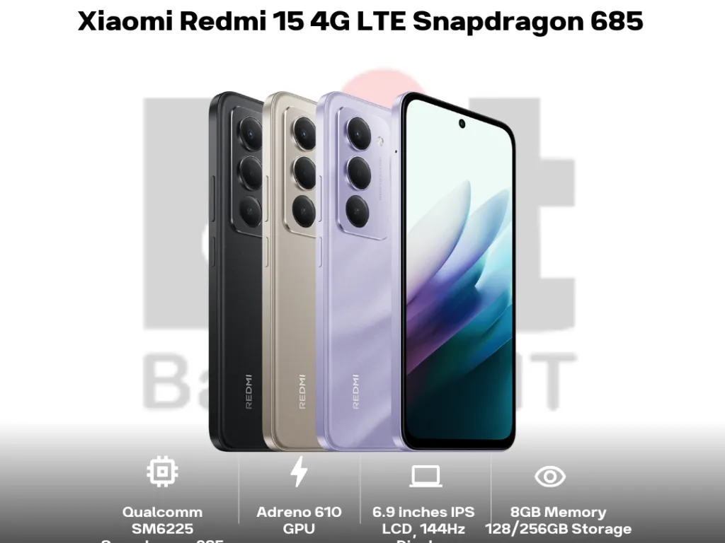 Xiaomi Redmi 15 4G LTE Snapdragon 685 8GB 256GB 6.9 Inch IPS 144Hz Android 15 50MP Main Camera | iklanova.com